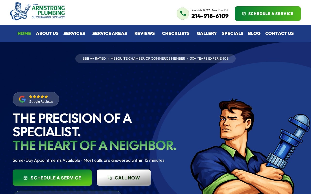 James Armstrong Plumbing — homepage